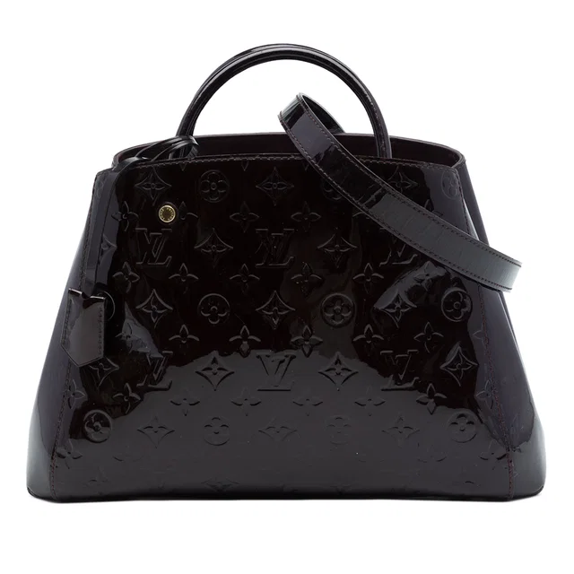 Purple Louis Vuitton Monogram Vernis Montaigne MM Satchel in Purple Leather from Designer Revival