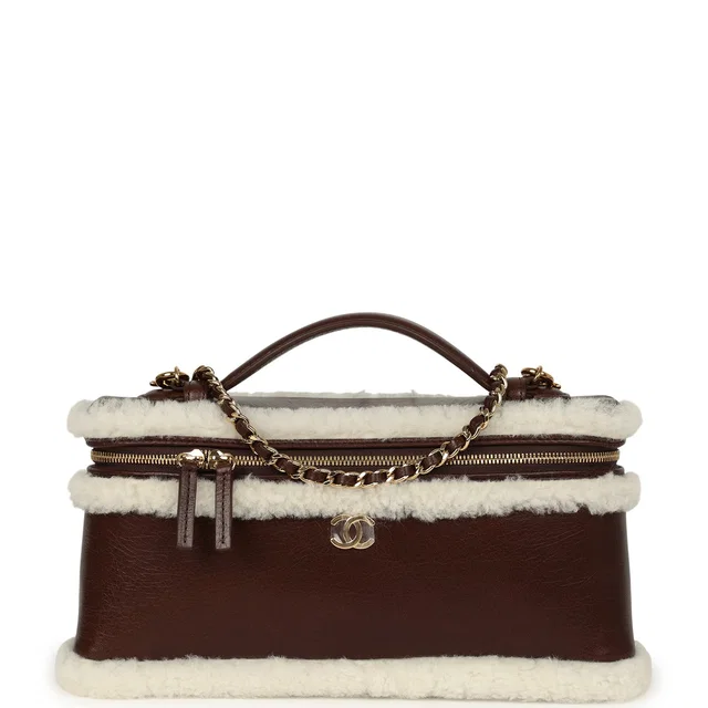 Chanel Top Handle Long Vanity Case in Brown Calfskin from Madison Avenue Couture