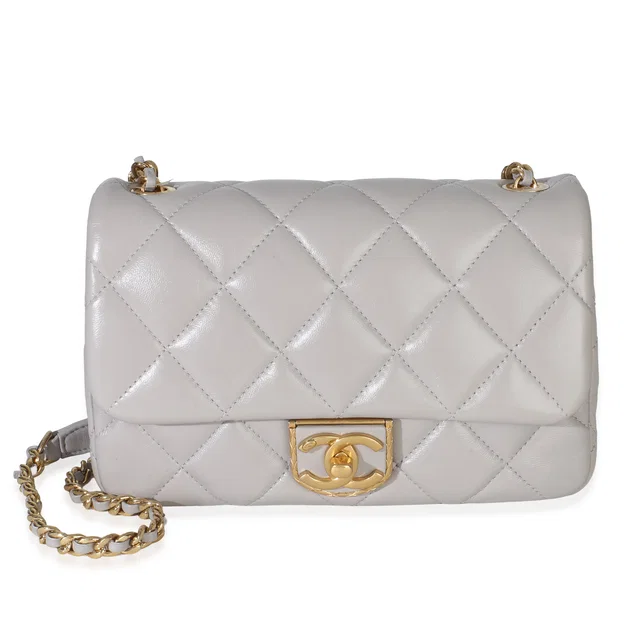 Chanel Grey Quilted Lambskin Mini Flap Bag in Grey Lambskin from myGemma