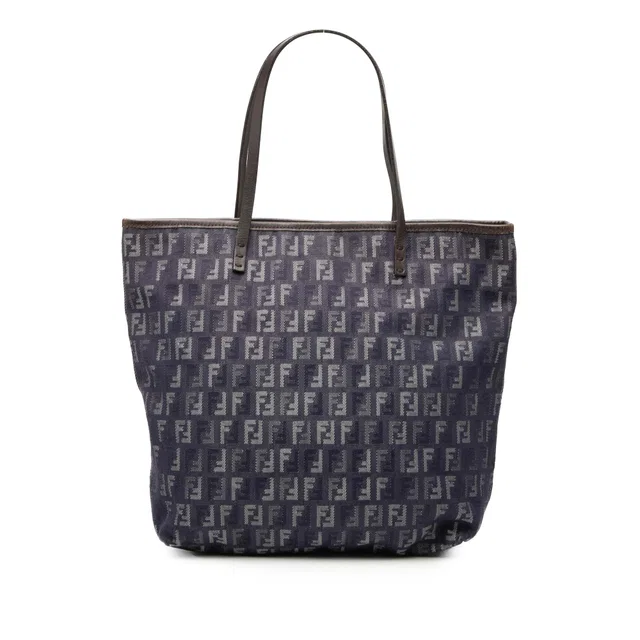 Blue Fendi Zucchino Denim Tote in Blue Denim from Designer Revival