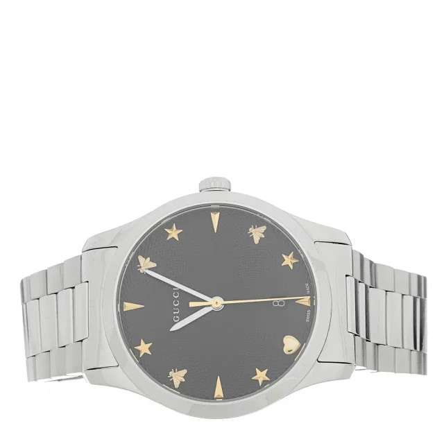 Gucci Stainless Steel 38mm G-Timeless Charm Quartz Watch Black in Black from FASHIONPHILE, photo 2 of 5