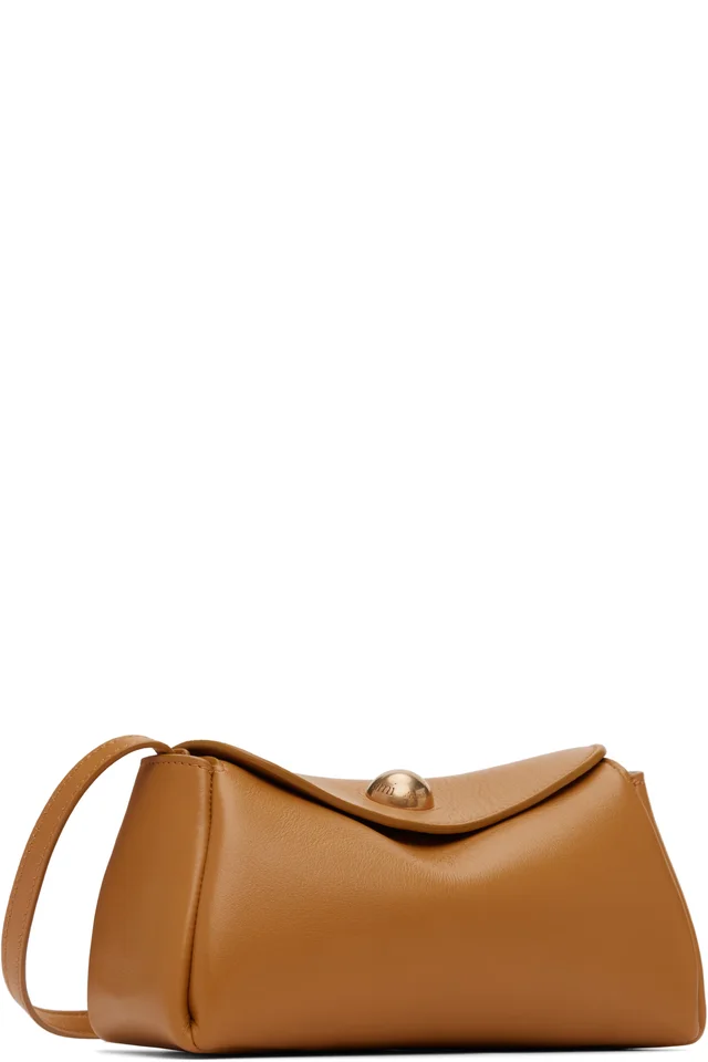 AMI Paris Tan Calfskin Leather Mini Carrousel Bag, photo 2 of 3 from SSENSE