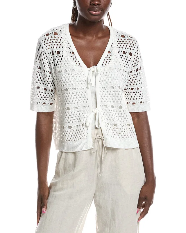 Joseph Ribkoff Open Knit Tie Front Cardigan, image 1 of 1 from Gilt