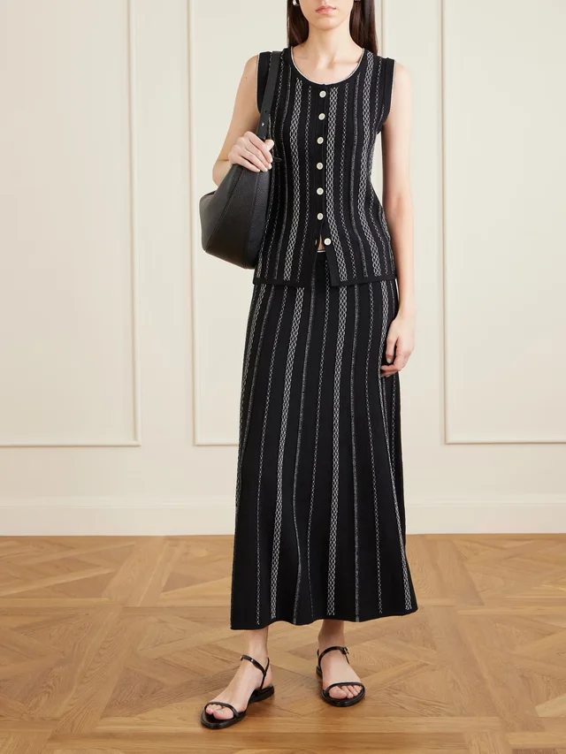 PROENZA SCHOULER WHITE LABEL Alyna striped jacquard-knit vest in Black, photo 2 of 2 from NET-A-PORTER (Canada)