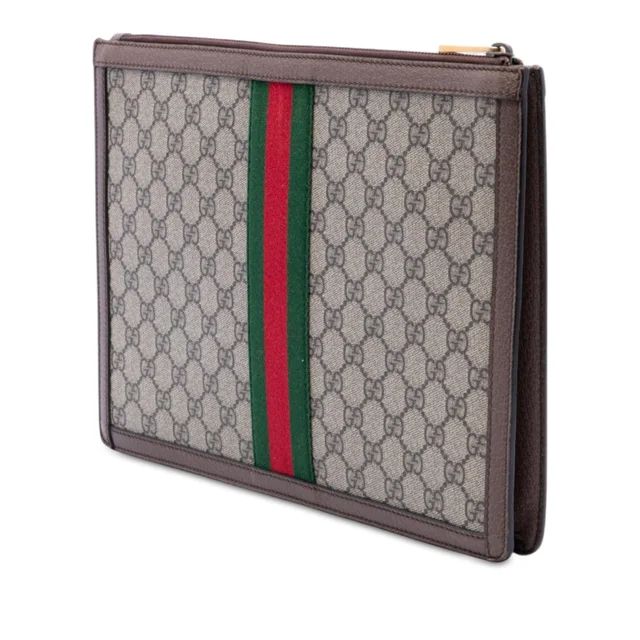 Beige Gucci GG Supreme Web Ophidia Clutch in Beige Coated canvas from Designer Revival, photo 2 of 2