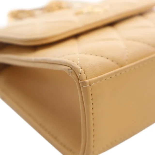 Beige Chanel CC Quilted Lambskin Faux Pearl Top Handle Flap Satchel in Beige Lambskin from Designer Revival, photo 11 of 14