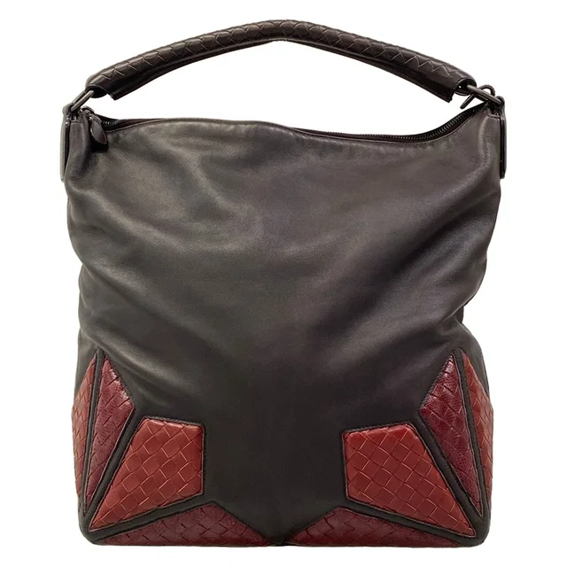 Bottega Veneta Shoulder Bag Intrecciato Brown Red Leather in Brown Woven leather from The Reluxe