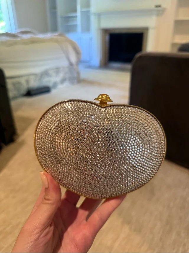 Judith Leiber Crystal Heart Evening Clutch in silver|gold|gray from Poshmark, photo 1 of 1