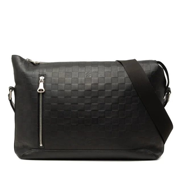 Black Louis Vuitton Damier Infini Discovery Messenger MM Crossbody Bag in Black Canvas from Designer Revival, photo 1 of 1