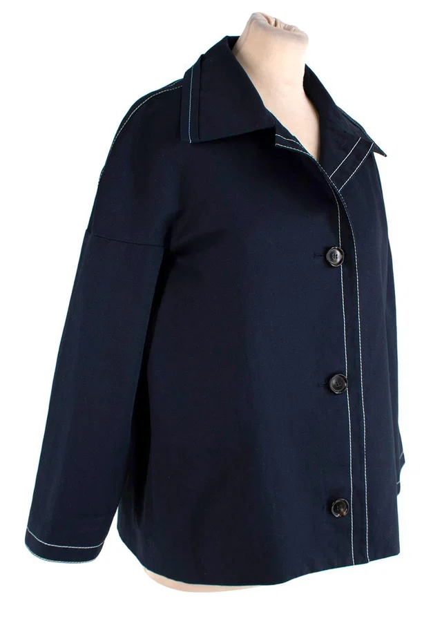 Marni Blue Boxy Jacket with Contrast Stitching in Blue from HEWI