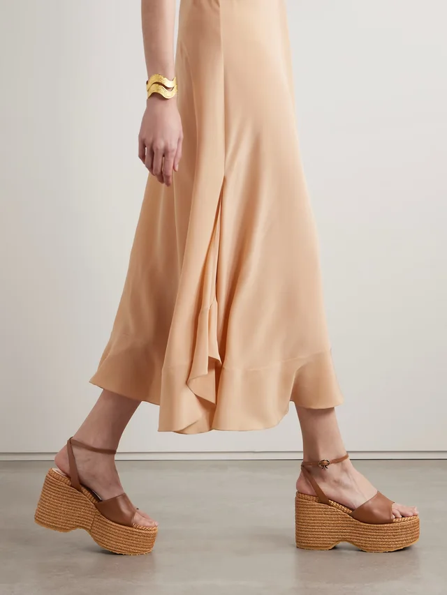 GIANVITO ROSSI Thalia 100 leather platform wedge sandals in Beige, photo 2 of 2 from NET-A-PORTER (Canada)