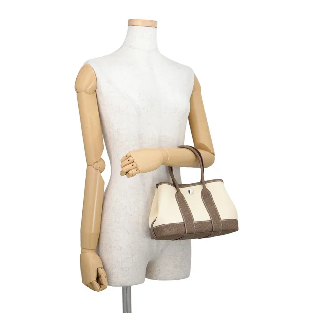 Hermès Neo Garden Vanilla/Etoupe Toile Officier Negonda Leather Size 23 in Taupe Leather from GALLERY RARE, photo 4 of 7