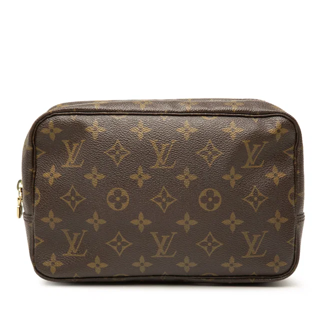 Brown Louis Vuitton Monogram Trousse Toilette 23 Clutch Bag in Brown Coated canvas from Designer Revival