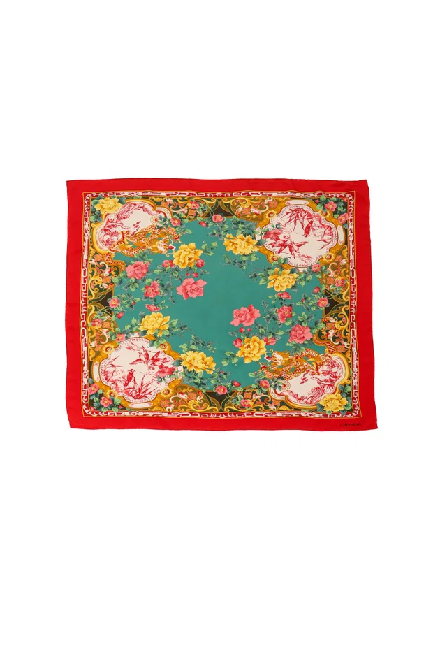 Valentino Garavani Floral Filigree Bird Print Scarf in Silk from Recess LA