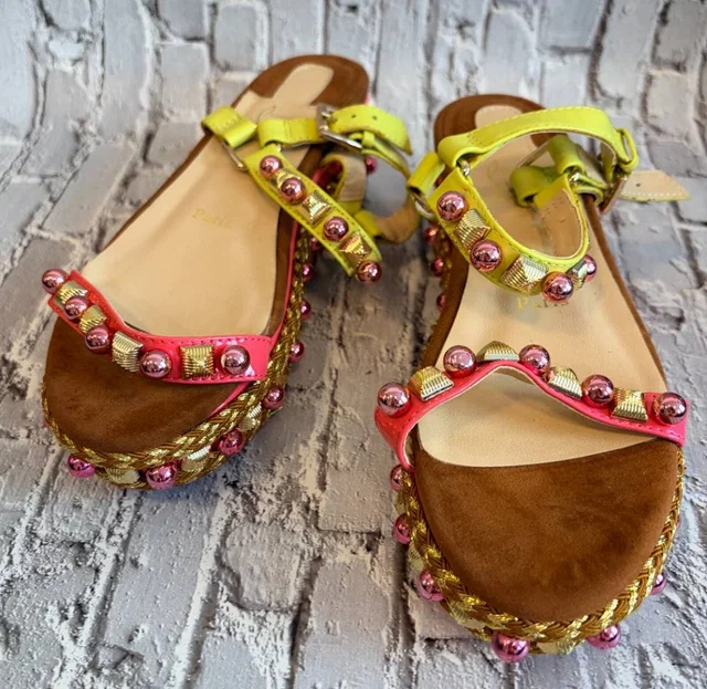 Christian Louboutin Cataconico 60 Patent Sandals Size: 35 in Multi-coloured Leather from Oxfam Online Shop