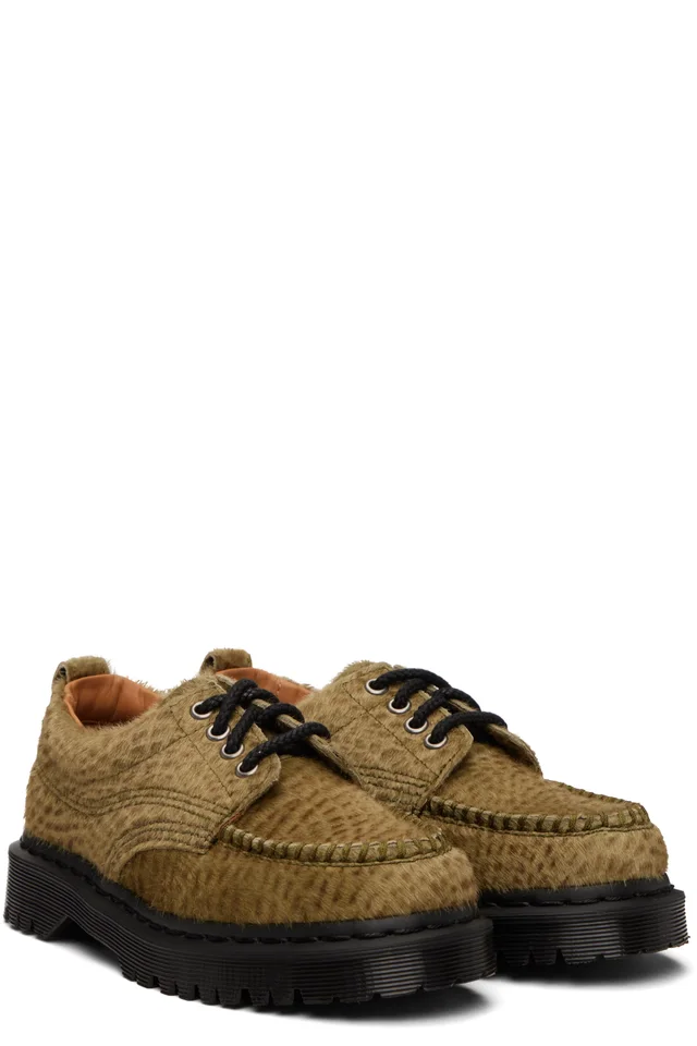 Dr. Martens Green Lowell Hair On Leather Moc Toe Derbys, photo 4 of 5 from SSENSE