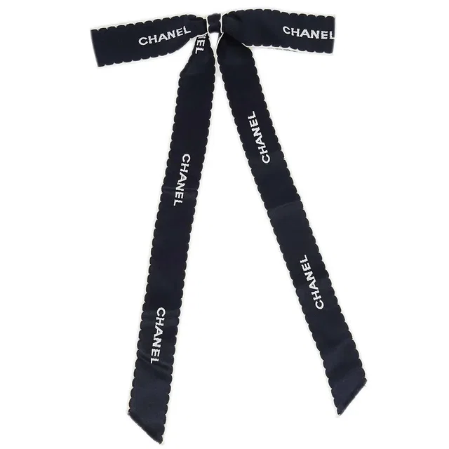 Chanel Bow Brooch Pin Black in Black Satin from AMORE Vintage Tokyo