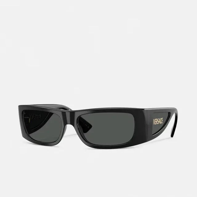 Versace Women's Oversized Sunglasses - Black in black from Depop, photo 6 of 9