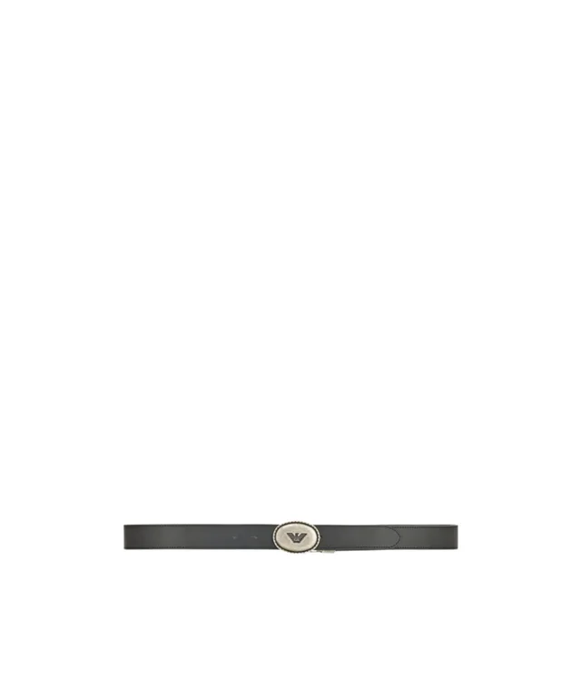 Suede and grained leather belt with oval logo plaque, image 1 of 1 from SENSER