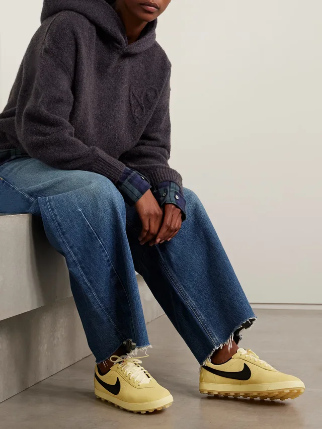 NIKE Astrograbber leather-trimmed nubuck sneakers in Yellow, photo 2 of 2 from NET-A-PORTER (Canada)