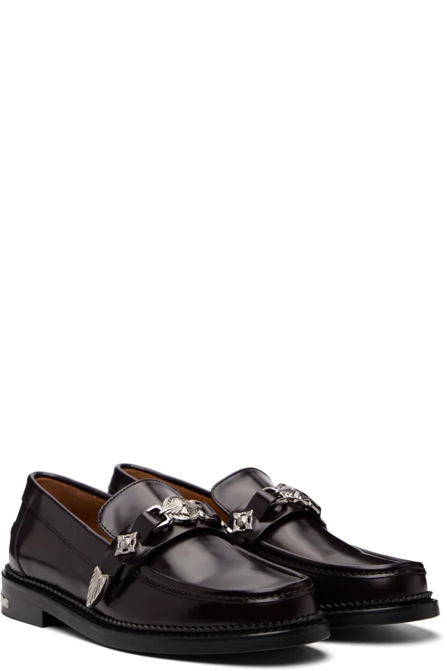 Toga Virilis SSENSE Exclusive Burgundy Metal Loafers, photo 4 of 5 from SSENSE
