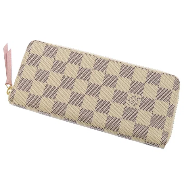 Louis Vuitton Portefeuille Clemence Rose BallerineN61264 Damier Azur in Pink Clemence leather from GALLERY RARE