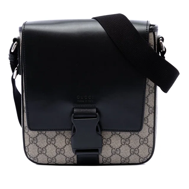 Beige Gucci GG Supreme Flap Messenger Bag in Beige Coated canvas from Designer Revival