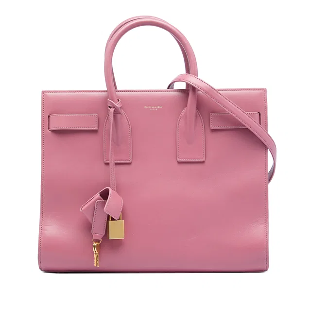 Pink Saint Laurent Small Leather Sac De Jour Satchel in Pink Leather from Designer Revival