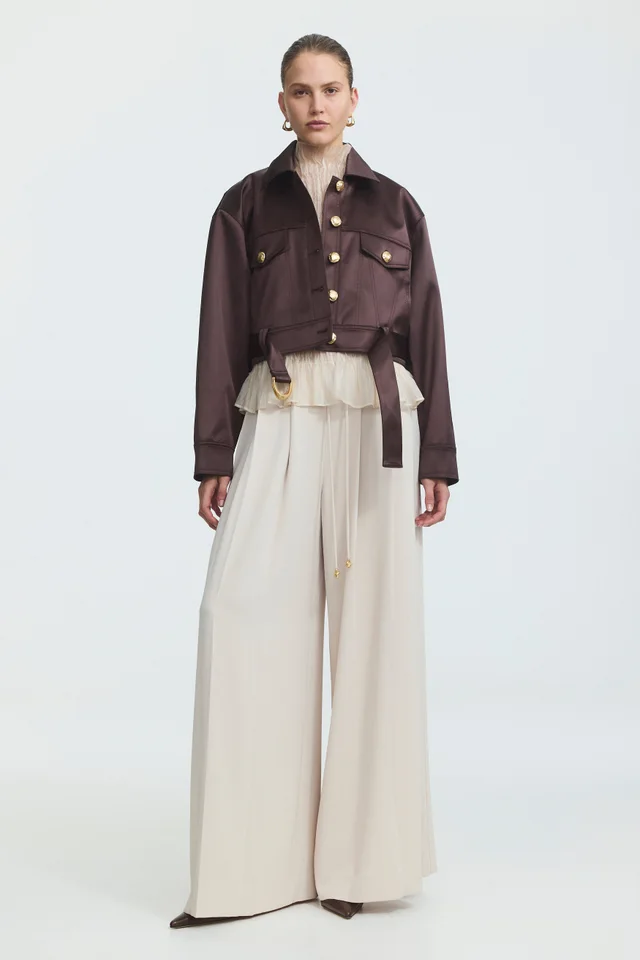 AJE Ardena Satin Jacket in Brown from Aje, photo 1 of 1