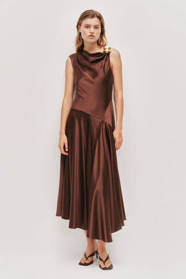 AJE Siren Midi Dress in Brown from Aje, photo 1 of 1