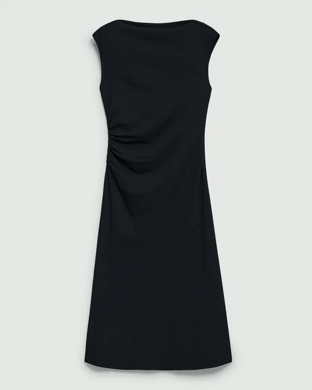 Theory Draped Boatneck Dress in Crepe Jersey, photo 2 of 5 from Theory