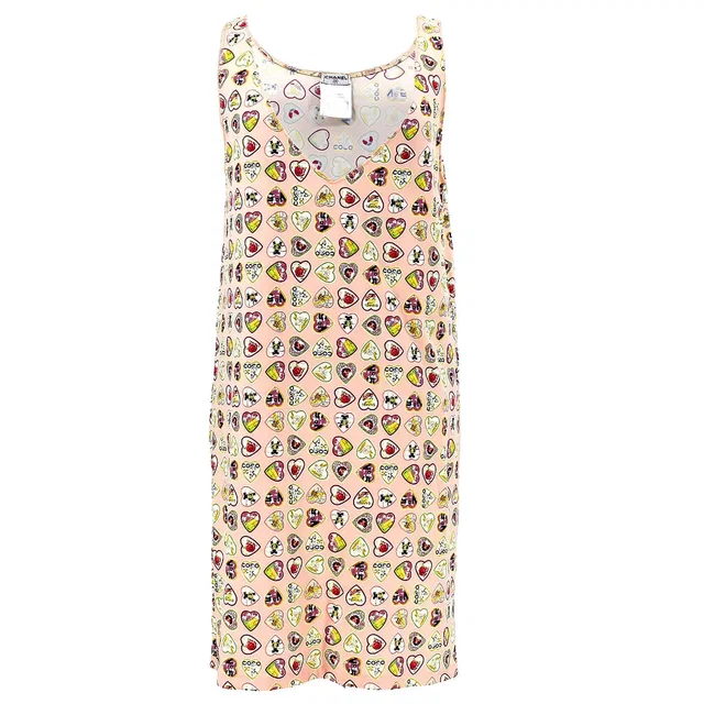 Chanel 2006 Valentine Heart Print Dress #38 in Nylon from AMORE Vintage Tokyo