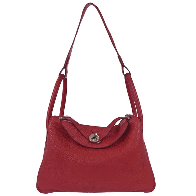 Hermès Rouge Garance Taurillon Clemence Lindy 30 Shoulder Bag in Red Clemence leather from AMORE Vintage Tokyo