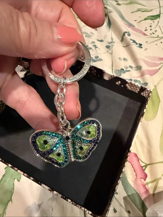 Judith Leiber Blue And Green Crystal Butterfly Keyring in green|blue from Poshmark