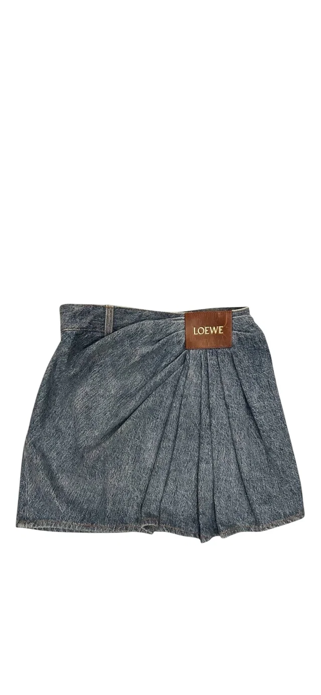 Loewe Pleated Denim Skirt Sz 34 in Denim from Luxury Promise