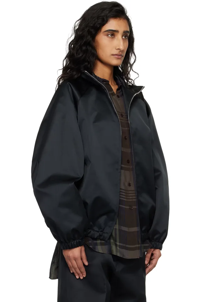 The Frankie Shop Black Baxter Satin Track Jacket, photo 2 of 4 from SSENSE