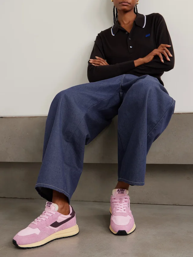 AUTRY Reelwind leather-trimmed suede and shell sneakers in Pink, photo 2 of 2 from NET-A-PORTER (Canada)