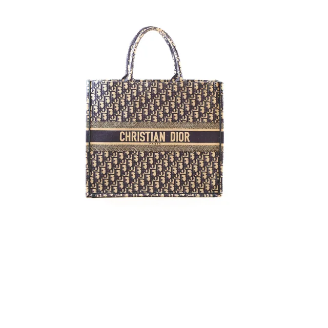 Dior Large Book Tote Oblique Embroidered Canvas Navy in Navy Canvas from The Purse Affair
