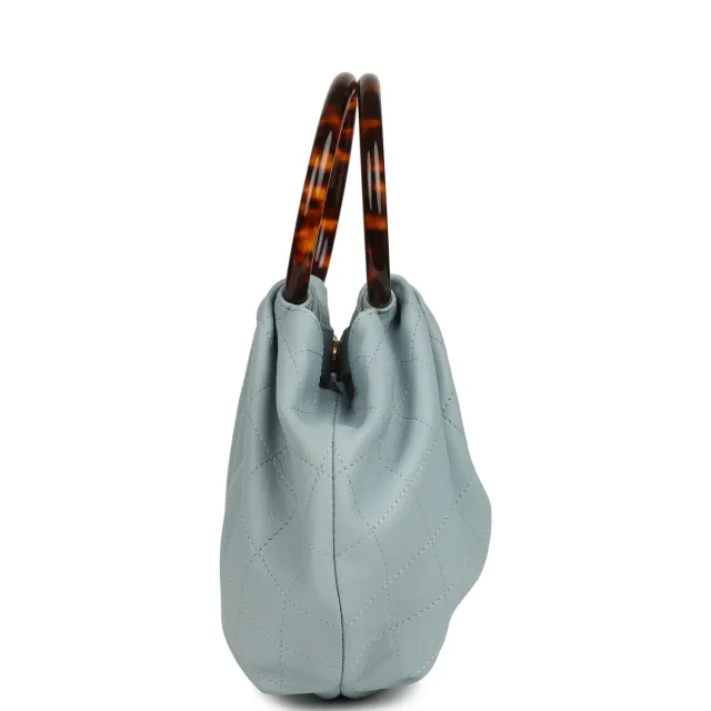 Chanel Small Pouch Light Blue Calfskin Tortoiseshell Hardware in Blue Calfskin from Madison Avenue Couture, photo 1 of 1