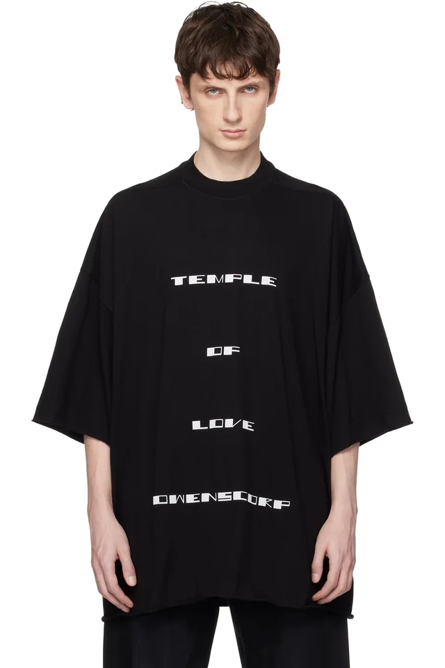 Rick Owens DRKSHDW Black Temple Tommy T-shirt, image 1 of 1 from SSENSE