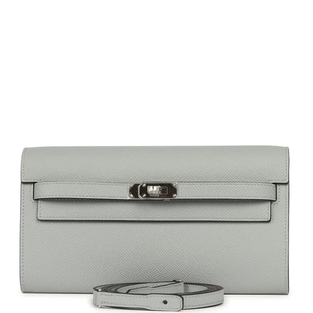 Hermès Kelly Wallet To Go Bleu Glacier Epsom Palladium Hardware in Blue Epsom leather from Madison Avenue Couture