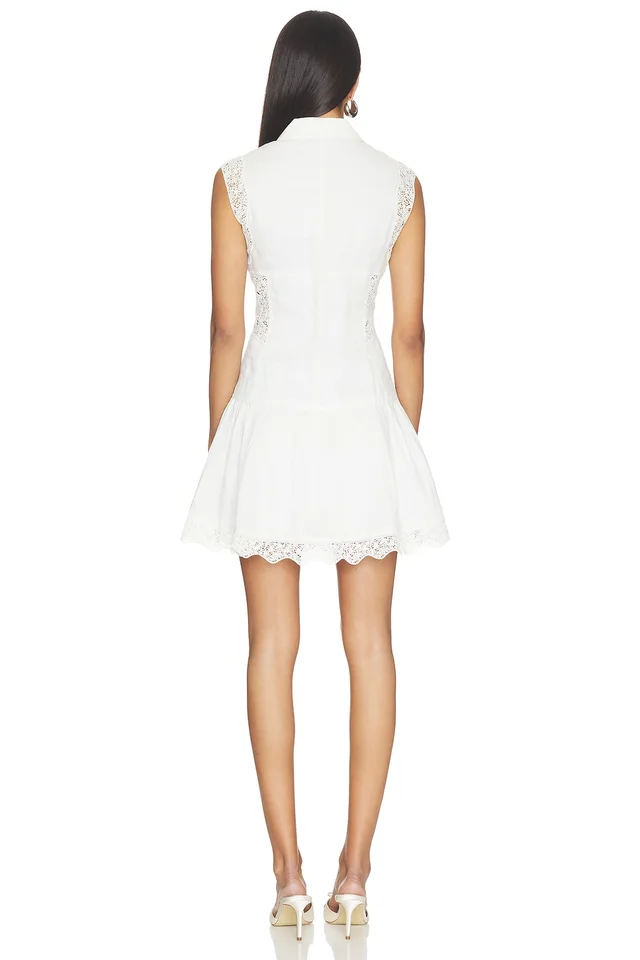 FRAME The Embroidered Day Dress in White, photo 3 of 3 from REVOLVE (Canada)