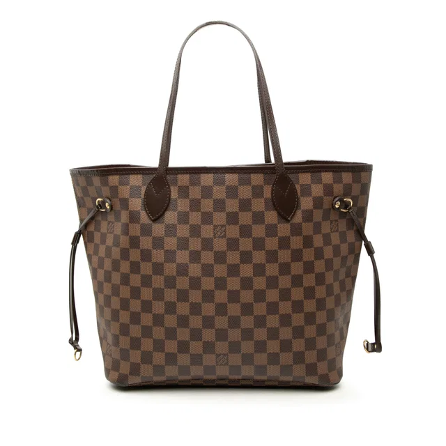 Brown Louis Vuitton Damier Ebene Neverfull MM Tote Bag in Brown Canvas from Designer Revival