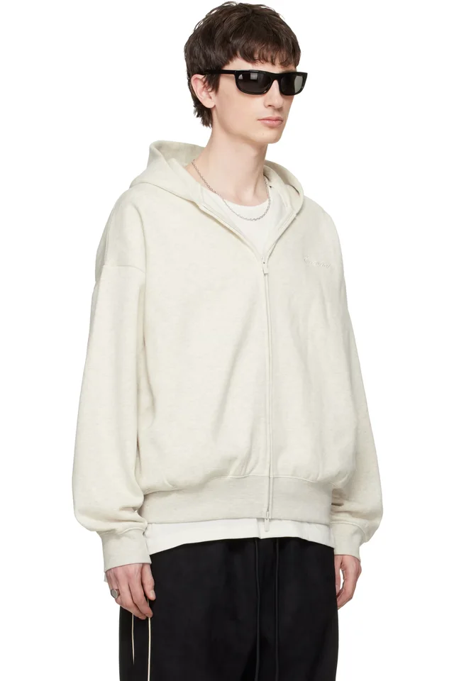 Fear of God ESSENTIALS Gray Signature Classic Full Zip Hoodie, photo 2 of 4 from SSENSE
