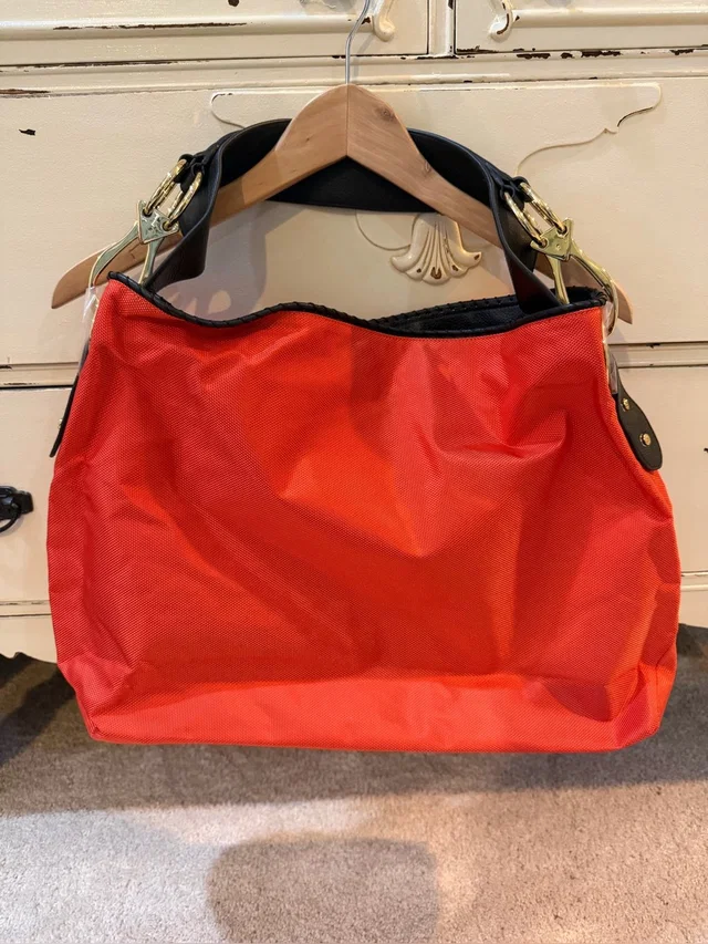 Anteprima Nueva Large Orange Shoulder Bag With Gold Links And Leather Handle in black|red Leather from Poshmark