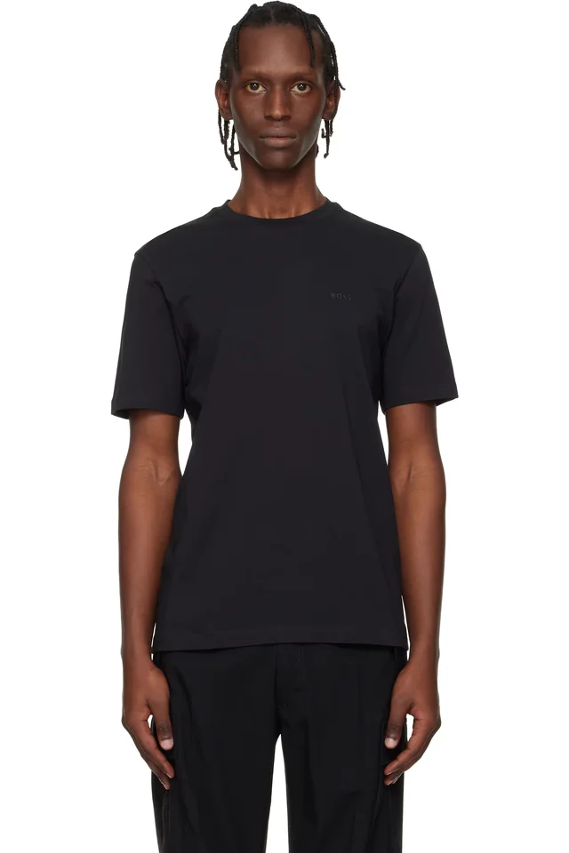 Black Logo Detail Cotton-Jersey T-shirt, image 1 of 1 from SSENSE