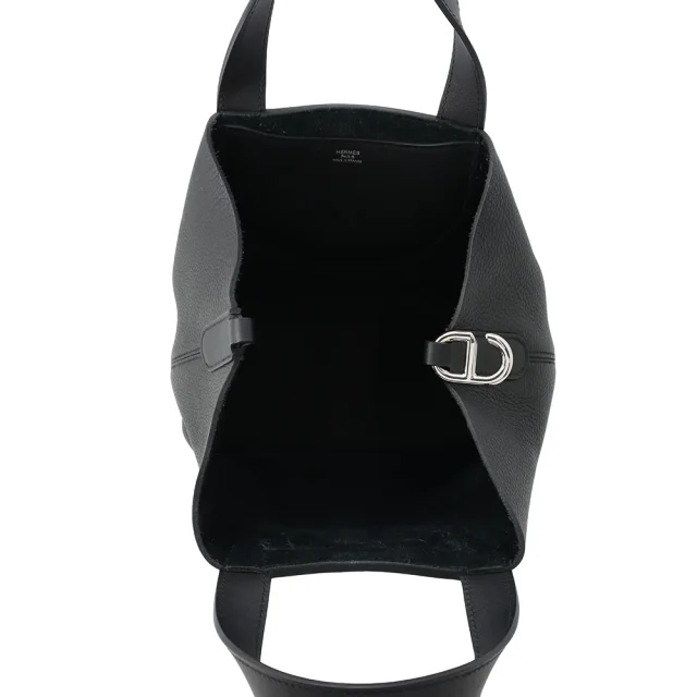 Hermès in-the-loop Tote Bag Black Taurillon Clemence Swift Leather Size 23 in Black Clemence leather from GALLERY RARE, photo 7 of 18