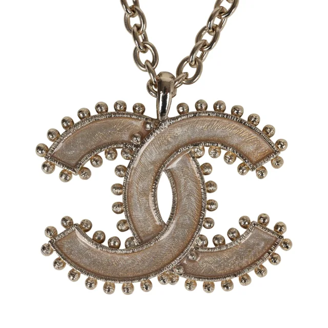 Chanel Large Resin Beaded CC Pendant Necklace Gold Tone Hardware in Resin from Madison Avenue Couture, photo 2 of 6