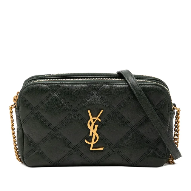Black Saint Laurent Mini Quilted Lambskin Becky Double Zip Crossbody in Black Lambskin from Designer Revival, photo 1 of 1