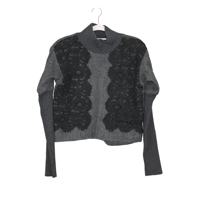 Dolce & Gabbana Grey Herringbone Cashmere Wool Black Boxy Sweater Top Size 40 in black|gray Cashmere from Poshmark